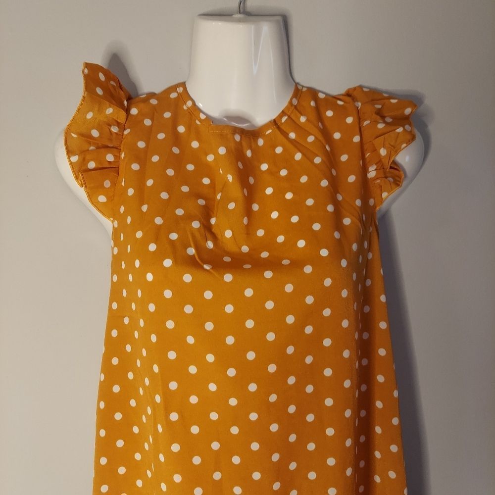 Ruffle Armhole Tie Back Polka Dot Dress - Picture 5 of 9